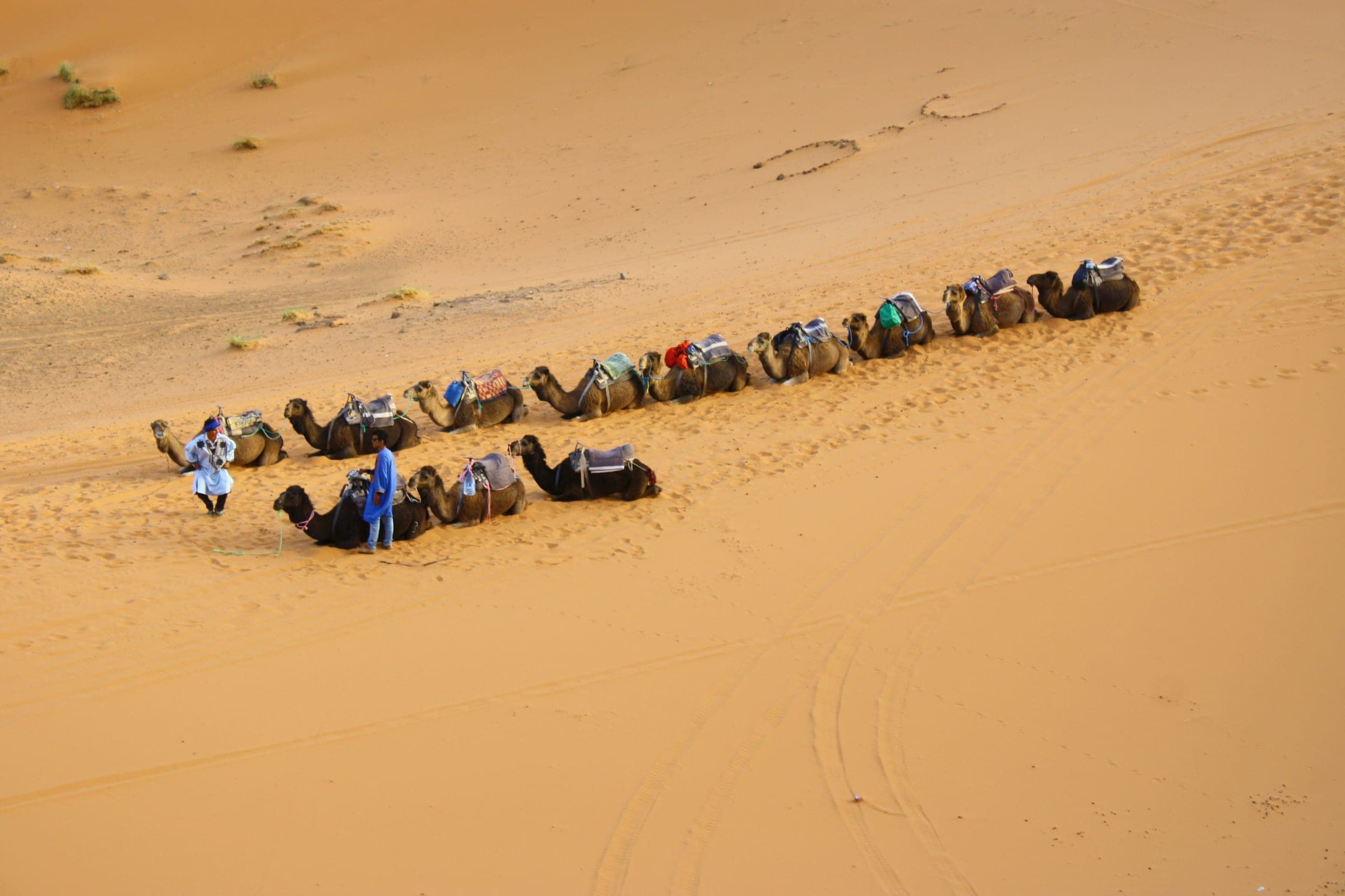 A private desert camp at dusk, Erg Chebbi
