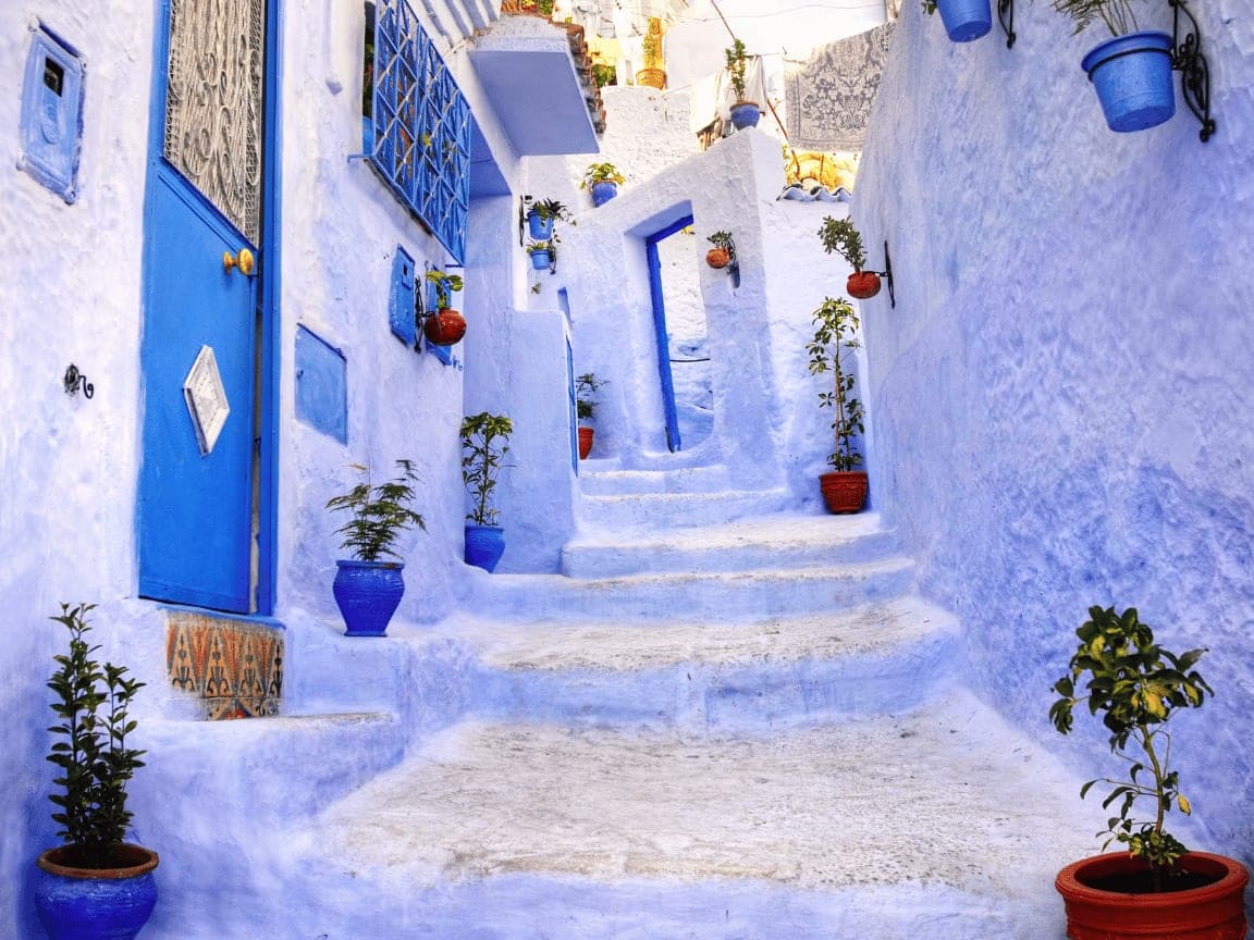 The blue-washed hillside town of Chefchaouen